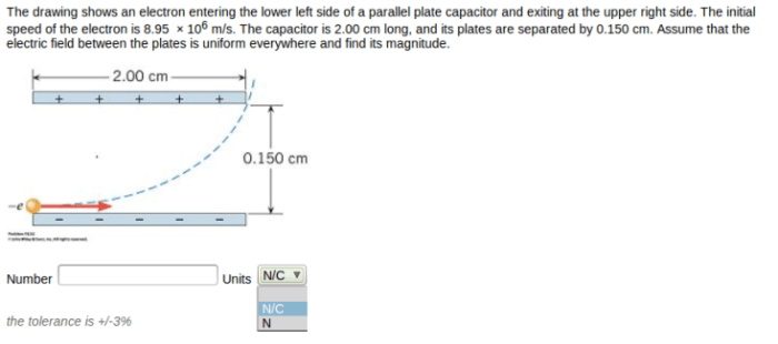 The drawing shows a parallel plate capacitor