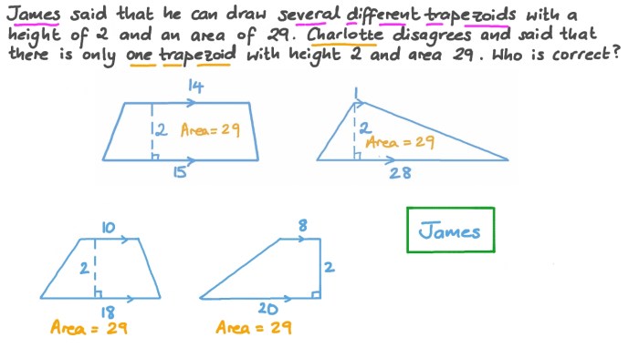 The height of a trapezoid can be expressed as x-4